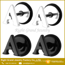 Customized Black Plated Stainless Steel Letters Fake Plugs Piercing Body Jewelry